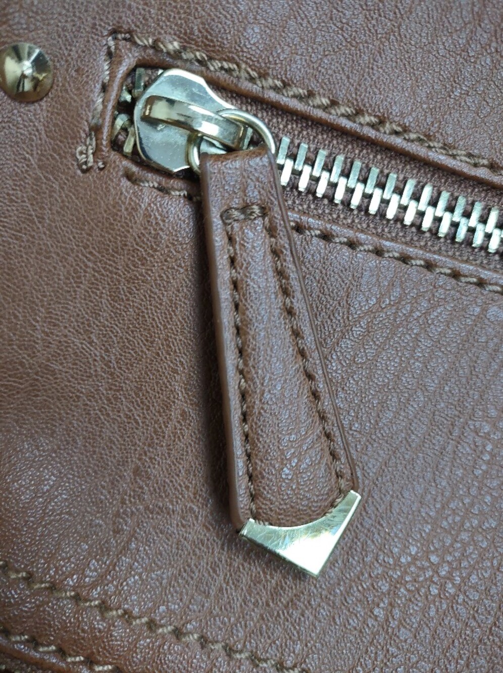ALDO Cognac Brown Crossbody Bag | Double Zip Mini Purse | Gold Hardware - Picture 3 of 8